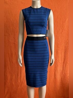 Ted Baker Royal Blue Striped Pencil Skirt Set